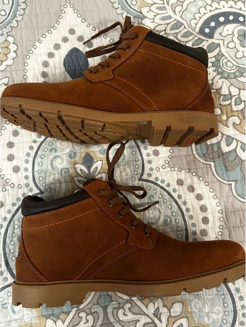 Rockport Men's Brown Leather Lace-Up Boots Size 10